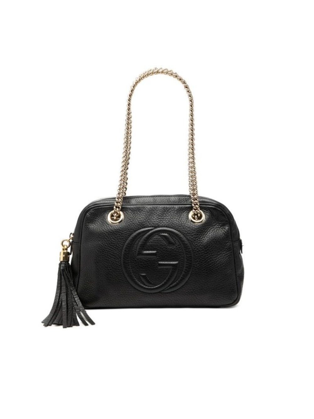 Gucci Soho Tassel Chain Shoulder Bag Black Leather